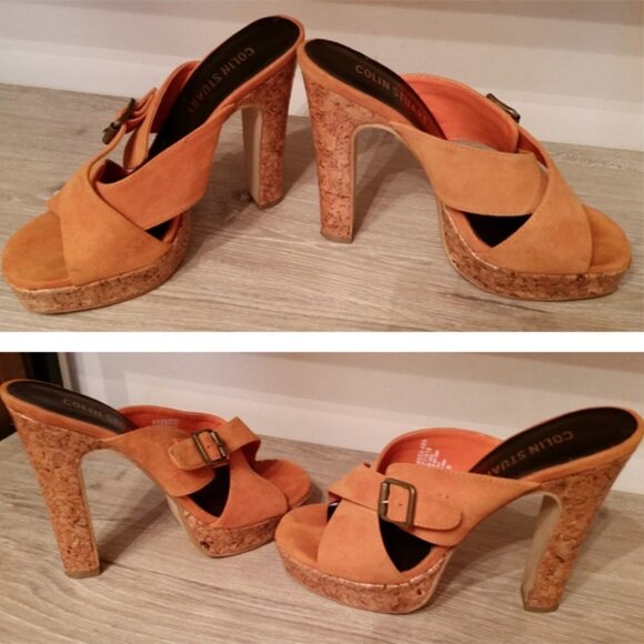 Colin Stuart Shoes - Colin Stuart Victoria's Secret Orange Suede Platform Heels 7